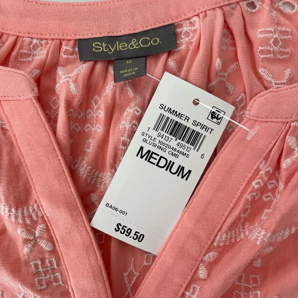 Style & Co. Coral Eyelet Blouse - Picture 5 of 7